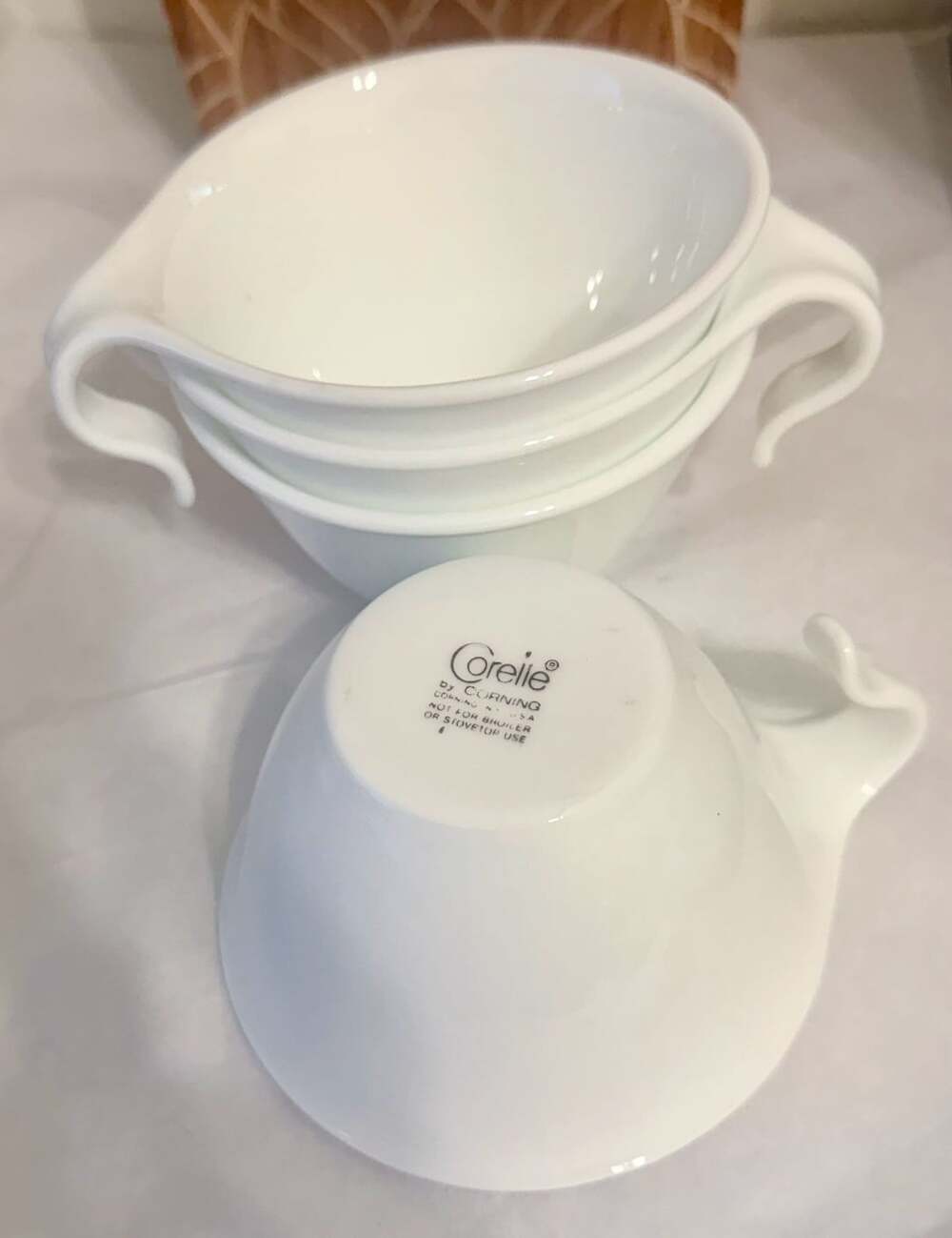 Corelle Corning Winter Frost White Hook Handle Coffee Mug Set of 4